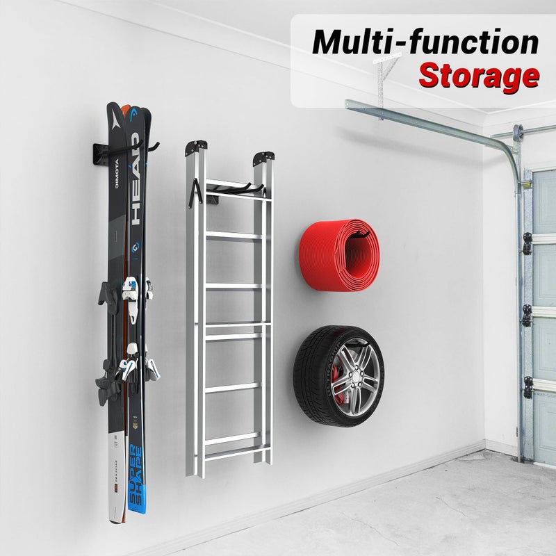 Ultrawall Garage Storage Hooks, Heavy Duty Steel Tool Organizer, 12.4 Inch Wall Mount Hangers Racks for Car Tires, Ladders, Chairs, Ropes and Garden Tools, 2 Pack - Image 4